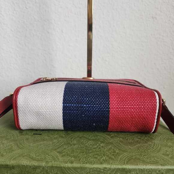 Gucci Canvas Sylvie Stripe Mini Ophidia Crossbody Bag - Picture 7 of 14